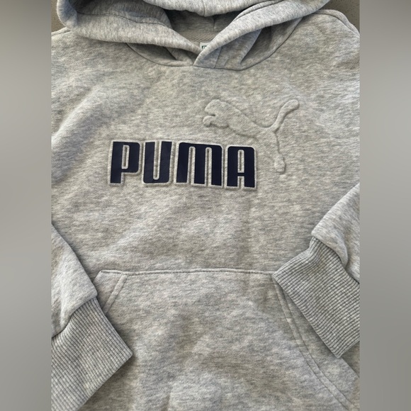 PUMA Kids' Logo Fleece Hoodie Light Grey Size XS (5/6) Brand New! - Picture 3 of 6
